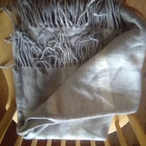 Gray Fringed Scarf